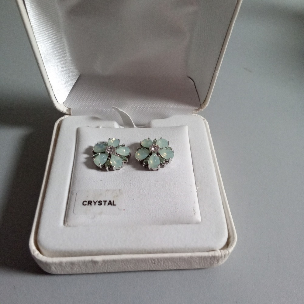 Kohls Sterling Silver Light Green Opal Crystal Flower Stud Earrings R9161ZZMVSZ3